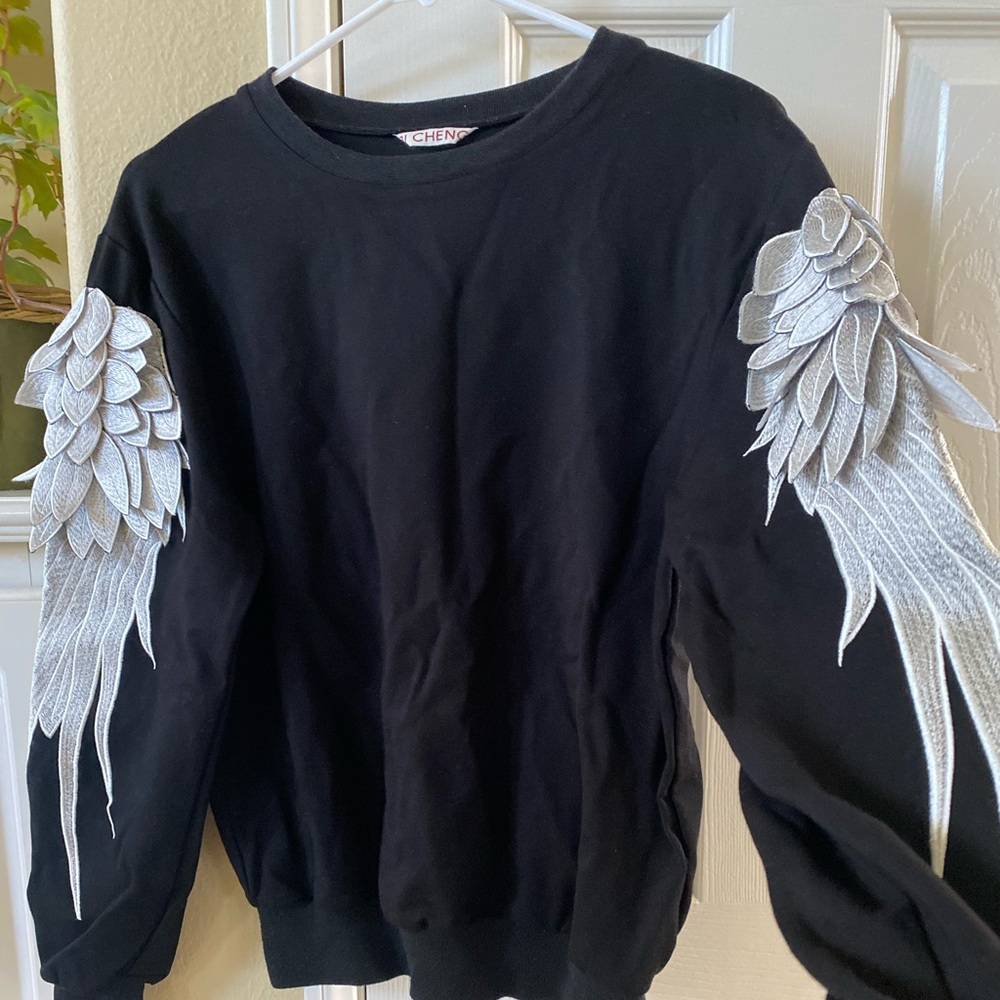 Angel Wings Black Sweater Small - image 3